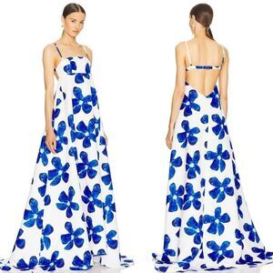 Vibrant Blue Floral Maxi Dress